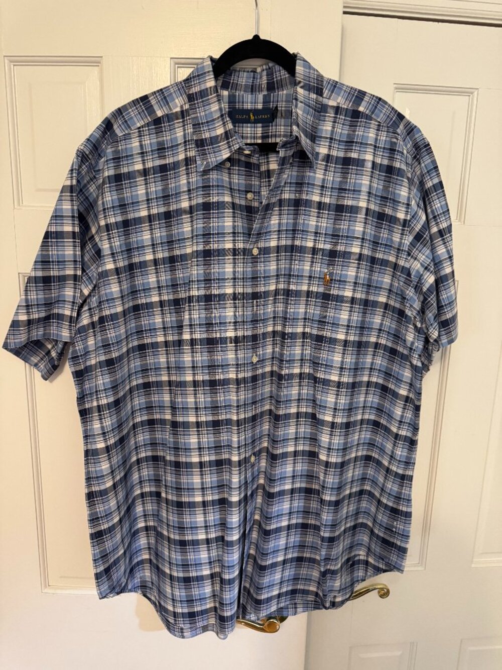 Ralph Lauren Blue Plaid short sleeve button down. 2XLT